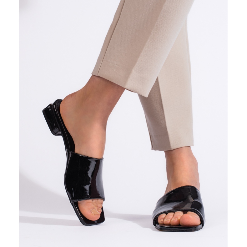 Goodin Klassische schwarze Damen-Pantoletten mit hohen Absätzen