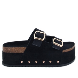 Schwarze Plateau-Flip-Flops aus Kork von Galzai