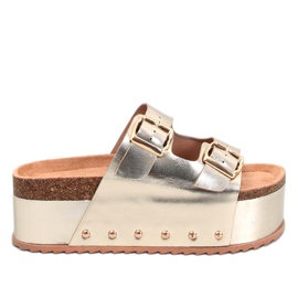 Galzai Gold Plateau-Flip-Flops aus Kork golden