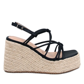 Schwarze Espadrille-Sandalen mit Keilabsatz von Pascai