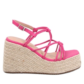 Fuchsiafarbene Espadrille-Sandalen mit Keilabsatz von Pascai rosa