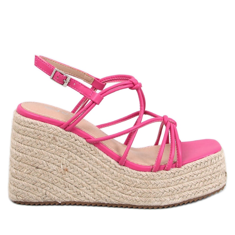 Fuchsiafarbene Espadrille-Sandalen mit Keilabsatz von Pascai rosa