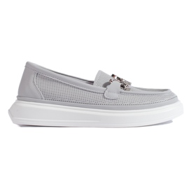 Goodin Graue durchbrochene Damenmokassins