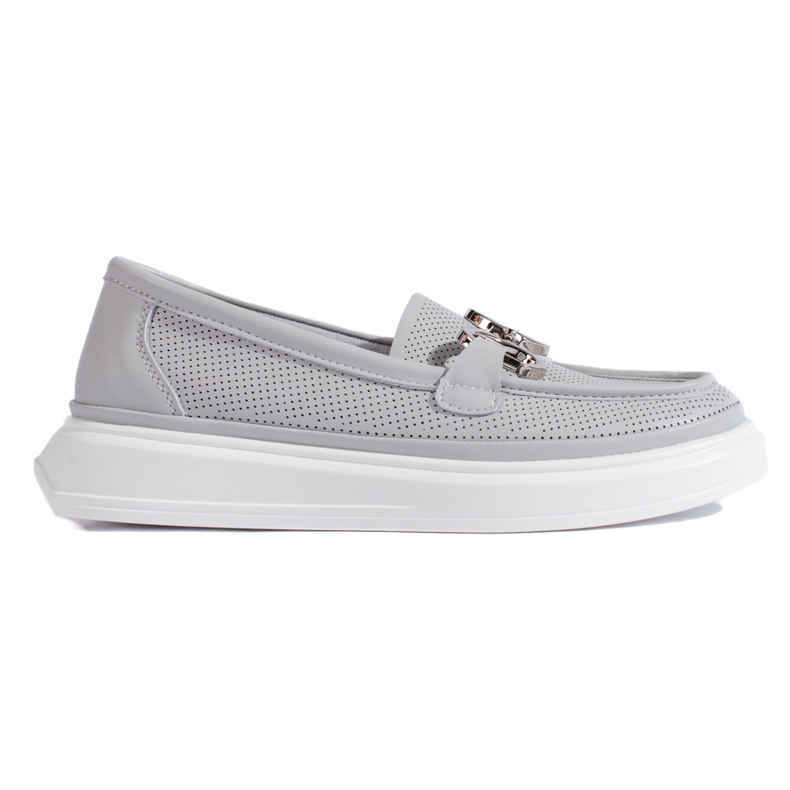 Goodin Graue durchbrochene Damenmokassins
