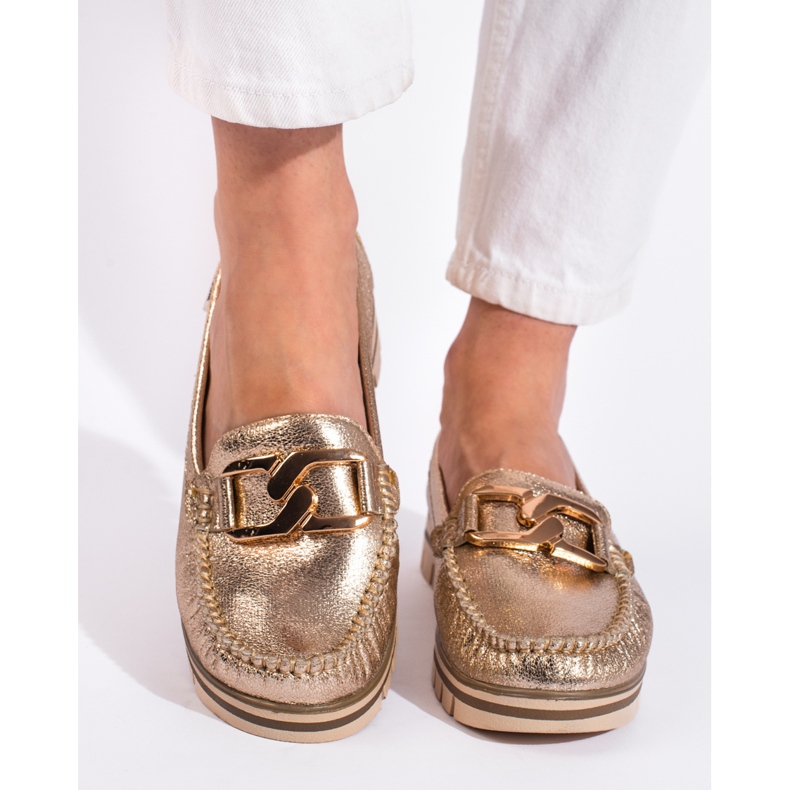 Goodin Goldene Plateau-Loafer für Damen