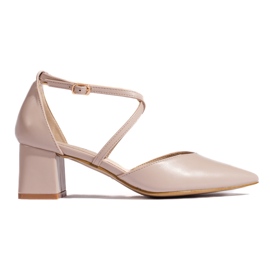 Goodin Dunkelbeige spitze Damensandalen