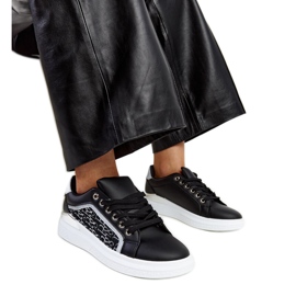 Schwarze Plateau-Sneaker mit Fekete-Glitzer
