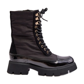 Isolierte Arbeiterstiefel mit flachem Absatz, schwarzes Saranema