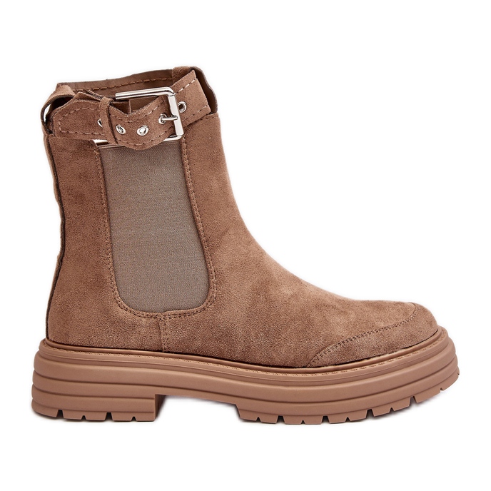 Chelsea-Stiefel aus Wildleder mit massiver Sohle, Beige Ozaro