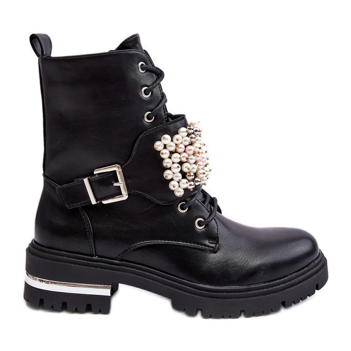 Isolierte Worker-Stiefeletten für Damen, verziert mit schwarzem Venizi