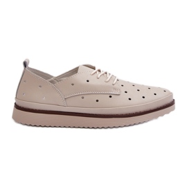 Beige Damen-Lederschuhe S.Barski LR182