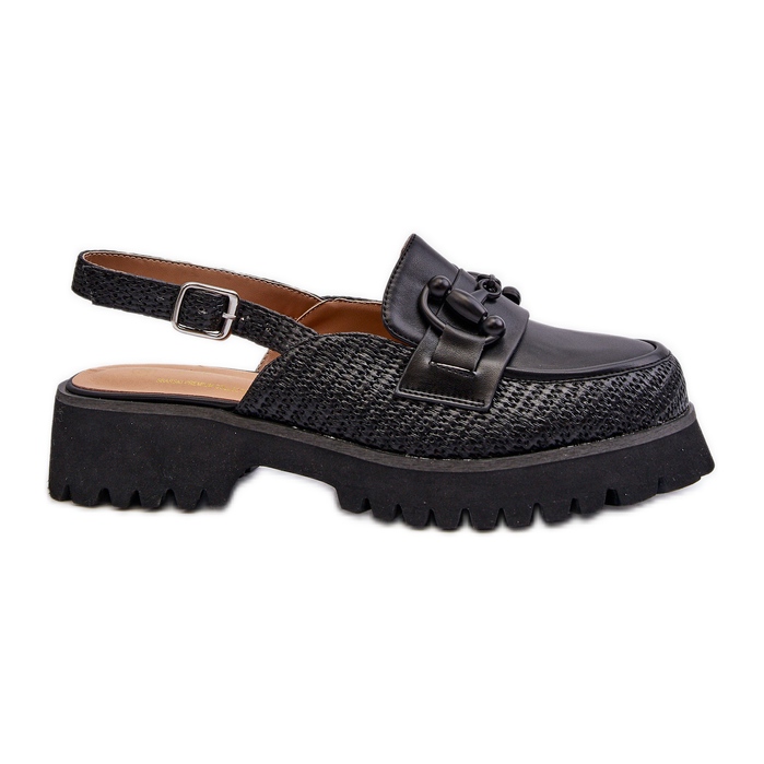 S.Barski Damen-Sandalen mit flachem Absatz und Verzierung Schwarz D&amp;A MR38-656