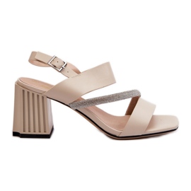 S.Barski Elegante Damensandalen mit hohem Absatz Beige D&amp;A MR38-549