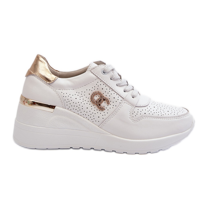 S.Barski Damen-Sneaker aus Leder mit Keilabsatz, Weiß D&amp;A LR810