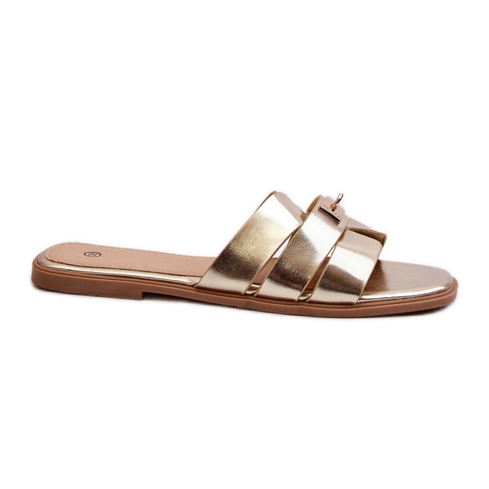 Flache Damen-Flip-Flops mit Goldverzierung Kavinia golden