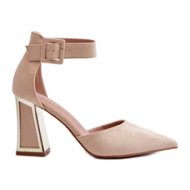 Wildlederpumps auf einem High Heel Beige Lodho