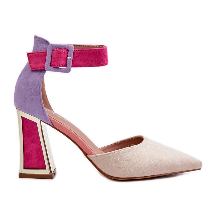 Wildlederpumps auf einem mehrfarbigen High Heel Lodho