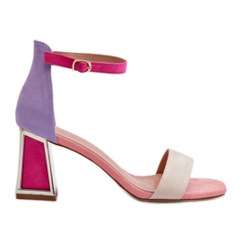 Wildledersandalen mit hohem Absatz, Pink Pholia mehrfarbig