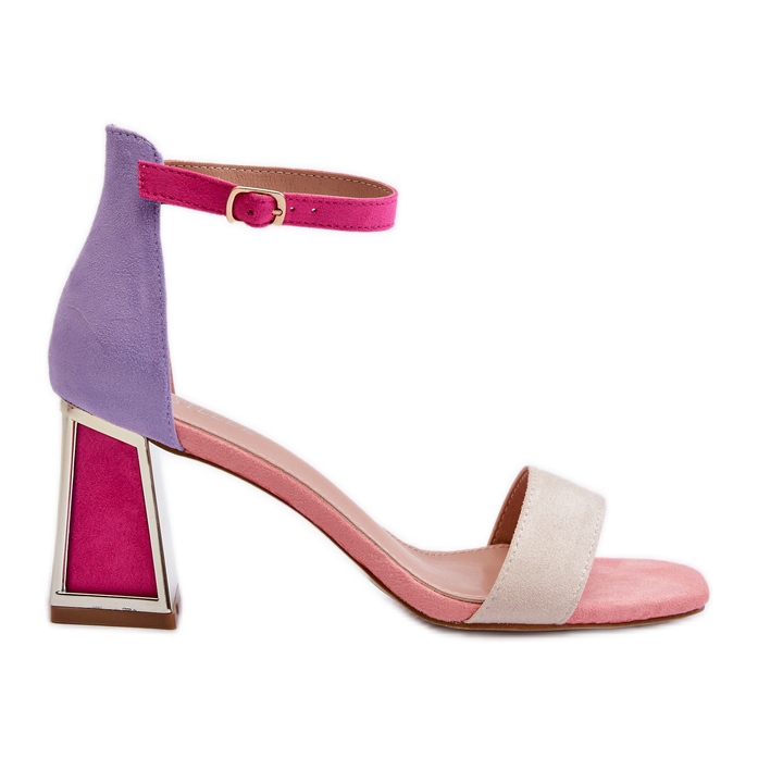 Wildledersandalen mit hohem Absatz, Pink Pholia mehrfarbig