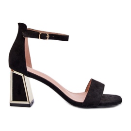 Schwarze Pholia-Wildledersandalen mit hohem Absatz