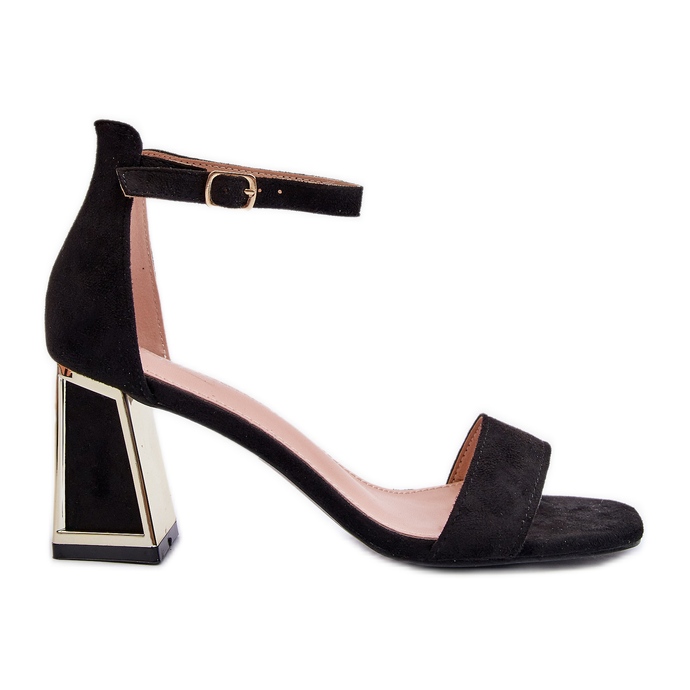 Schwarze Pholia-Wildledersandalen mit hohem Absatz