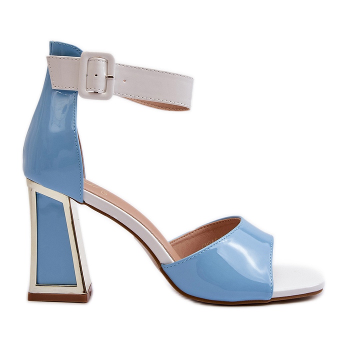 Blaue Lack-High-Heel-Sandalen von Adrianu