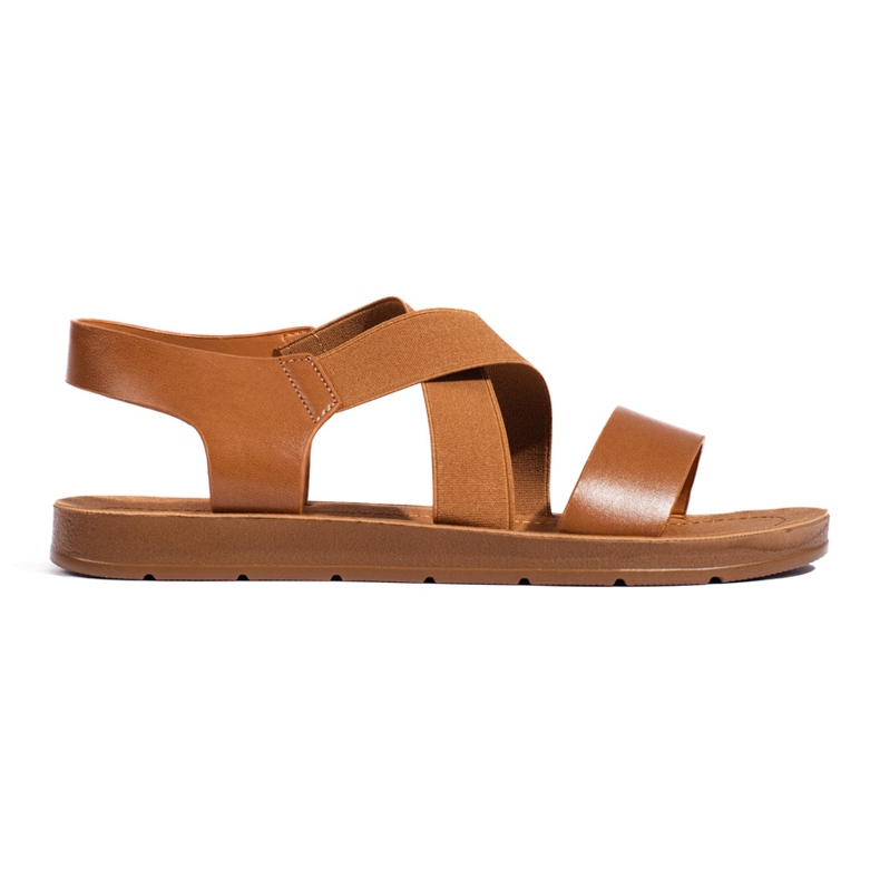 Kamelfarbene Slip-On-Sandalen für Damen braun
