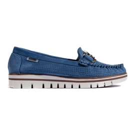 Goodin Durchbrochene blaue Plateau-Loafer