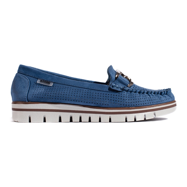 Goodin Durchbrochene blaue Plateau-Loafer