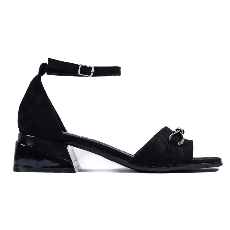 Goodin Schwarze Wildledersandalen mit niedrigem Absatz