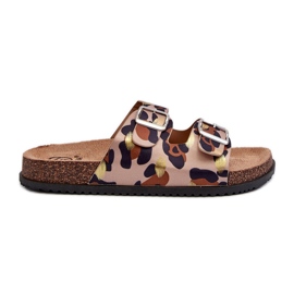 Beige und braune Damen-Flip-Flops mit Schnallen Oliena