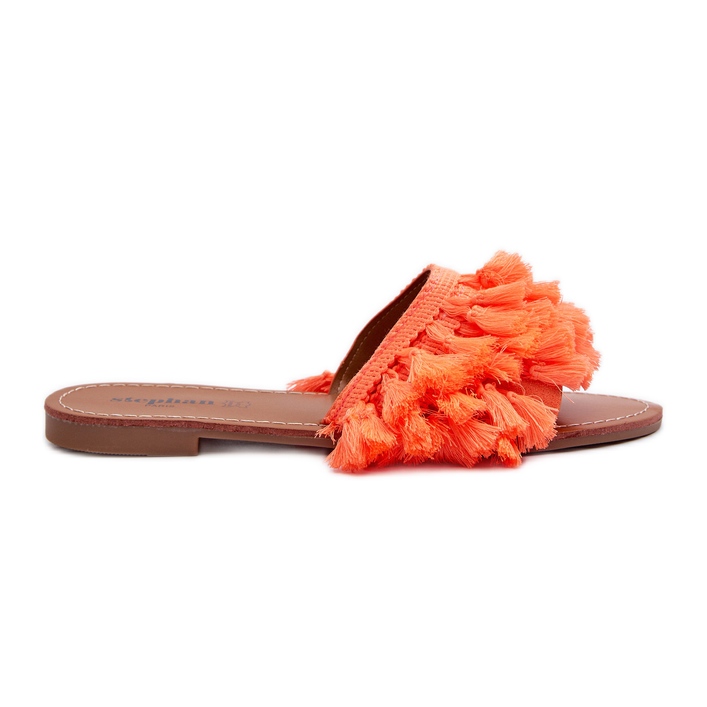Flache Damen-Flip-Flops, Orange Rialle