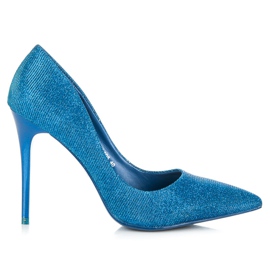 Qinba Glänzende Pumps auf einem Pin blau
