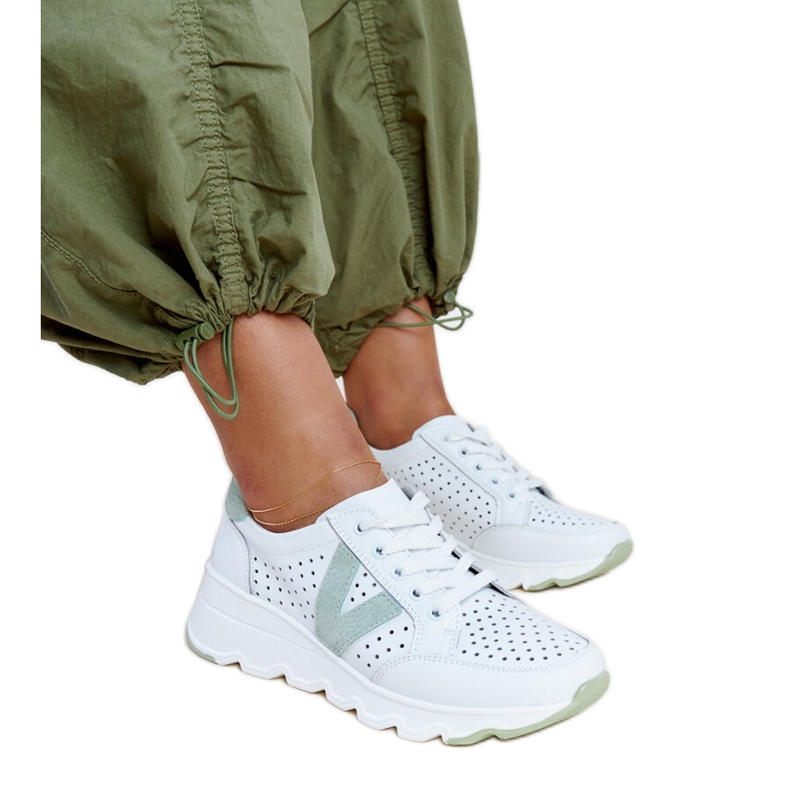 Vinceza-Sneaker aus weißem, durchbrochenem Leder