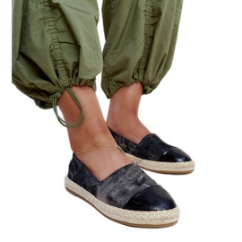 Schwarze, glänzende Surana-Espadrilles