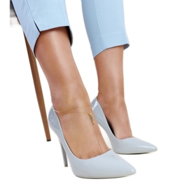 Hellgraue Lack-Stilettos mit Jadoin-Ledereinsatz