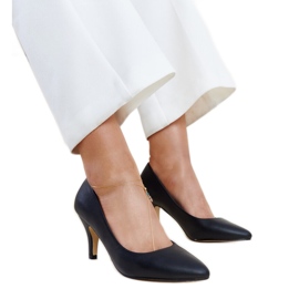 Schwarze High Heels mit Hafa-Ledereinsatz