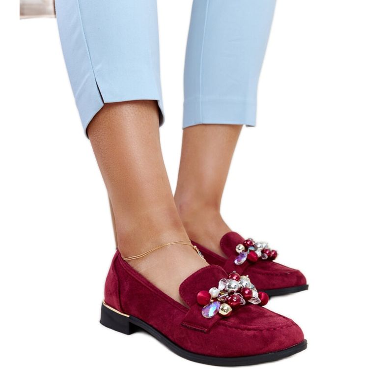 Burgunderrote Mokassins mit Dahera-Dekorationen