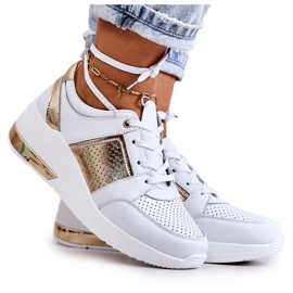 S.Barski Sportschuhe aus Leder für Damen auf einem Keil Weiß Larson