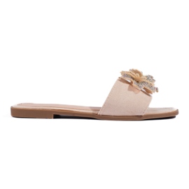Beige Damen-Flip-Flops mit Verzierung