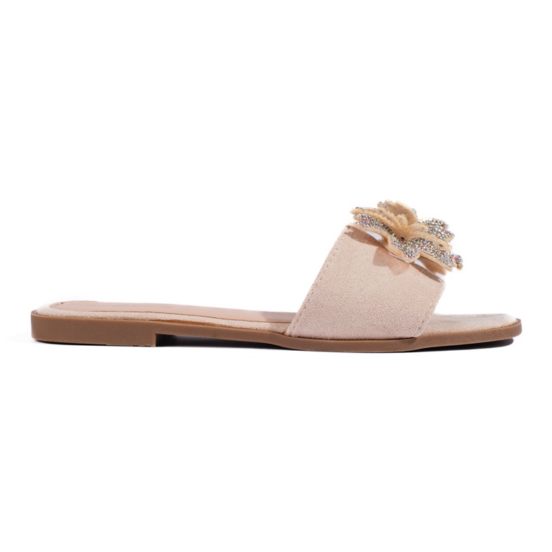 Beige Damen-Flip-Flops mit Verzierung
