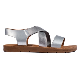 Silberne Slip-On-Sandalen für Damen