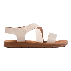 Beigefarbene Slip-On-Sandalen für Damen