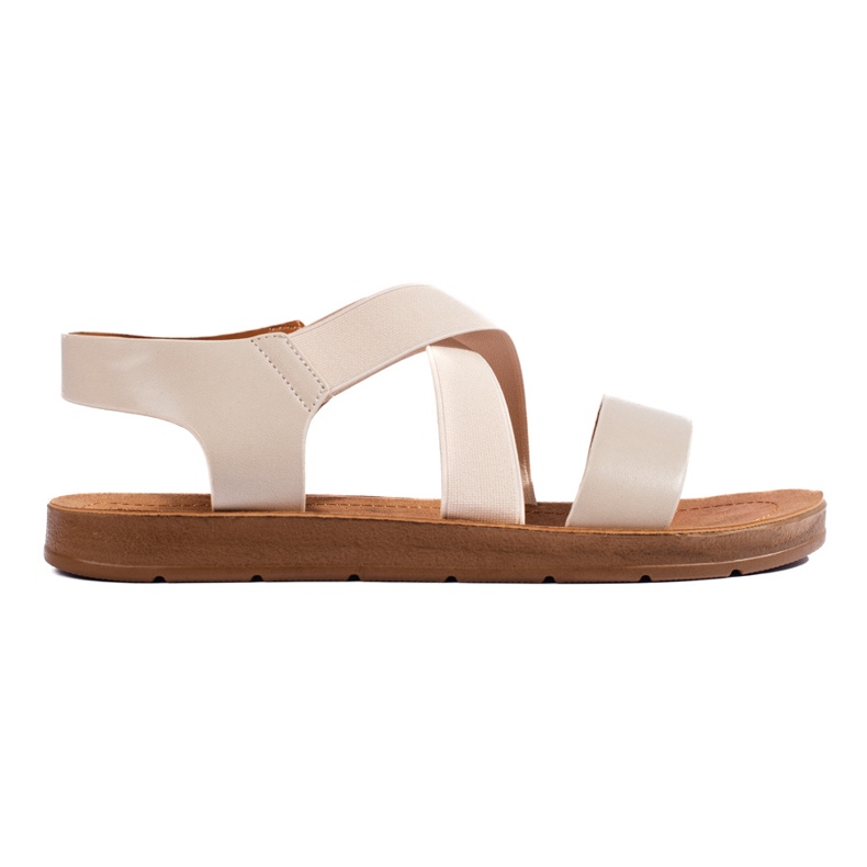 Beigefarbene Slip-On-Sandalen für Damen