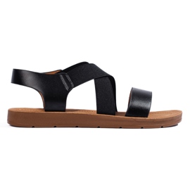 Schwarze Slip-On-Sandalen für Damen