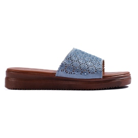 Blaue Plateau-Flip-Flops für Damen