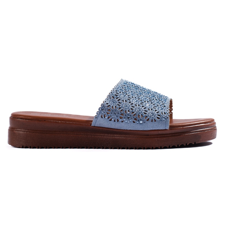 Blaue Plateau-Flip-Flops für Damen