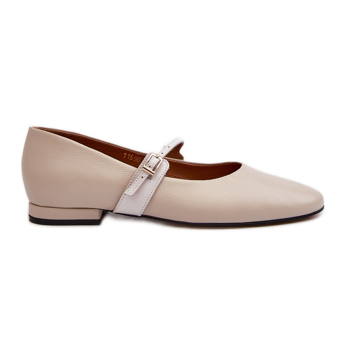 Flache Ballerinas aus Leder für Damen Laura Messi 2774 Beige