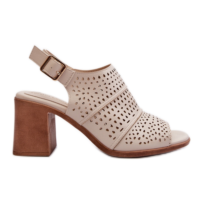 Durchbrochene Sandalen mit hohem Absatz Sergio Leone SK565 Hellbeige