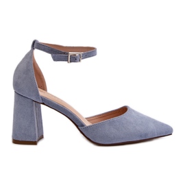 Pumps mit hohem Absatz und spitzer Spitze, Eco-Wildleder, Blue Halene blau
